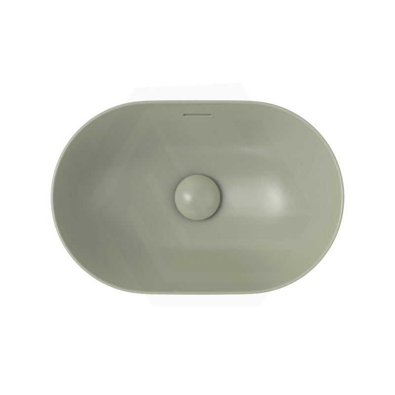 530x340x175mm Fienza Aluca Pill Semi-Inset Basin Ceramic Slim Edge Design Matt Olive