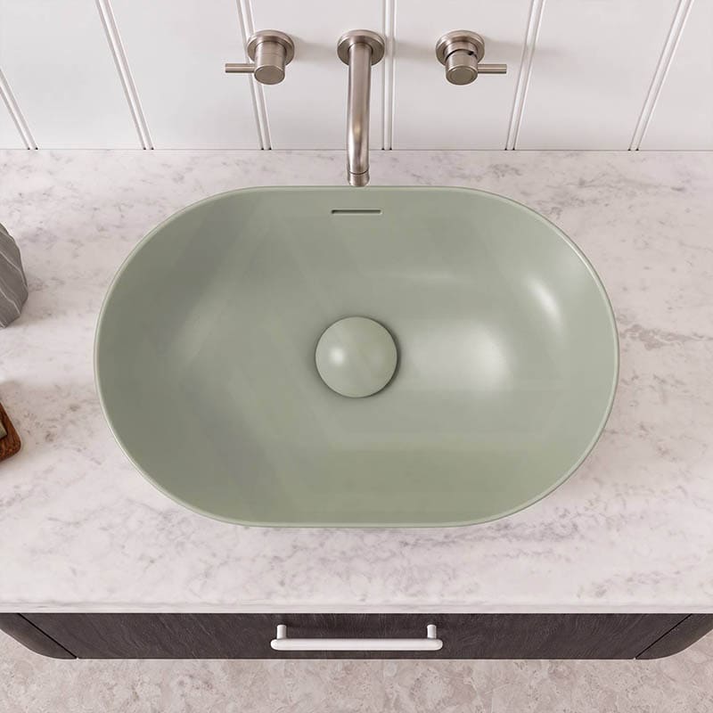Fienza Aluca Oval Inset Basin Ceramic Slim Edge with Overflow 530x340x175mm - Colours Available