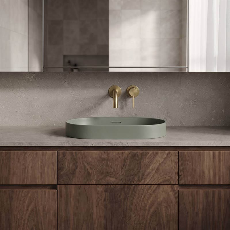 Fienza Aluca Oval Inset Basin Ceramic Slim Edge with Overflow 530x340x175mm - Colours Available