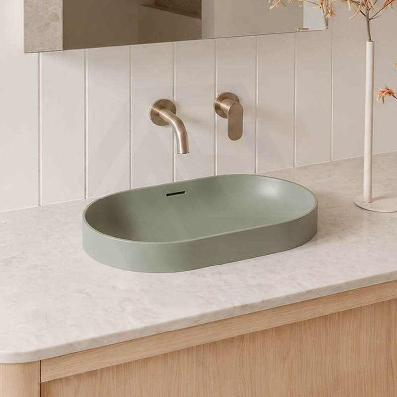 Fienza Aluca Oval Inset Basin Ceramic Slim Edge with Overflow 530x340x175mm - Colours Available