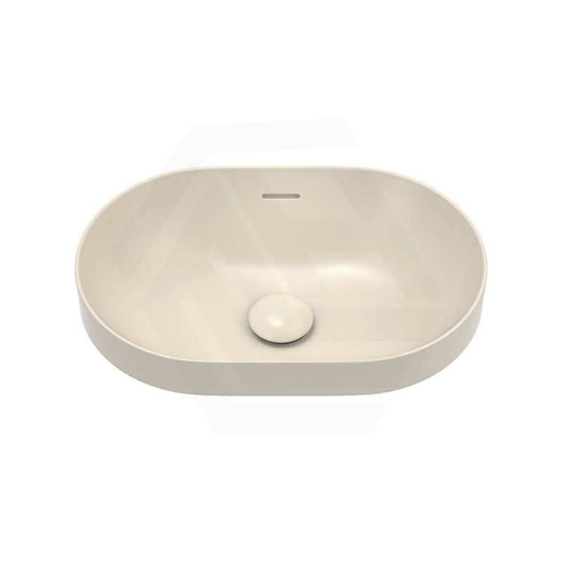 530x340x175mm Fienza Aluca Pill Semi-Inset Basin Ceramic Slim Edge Design Matt Khaki