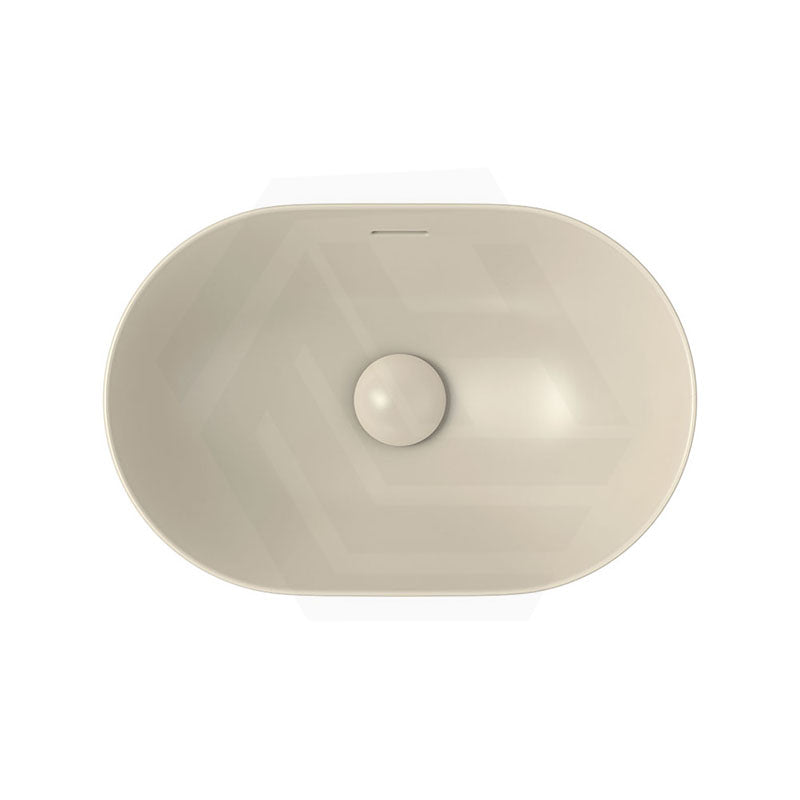 530x340x175mm Fienza Aluca Pill Semi-Inset Basin Ceramic Slim Edge Design Matt Khaki