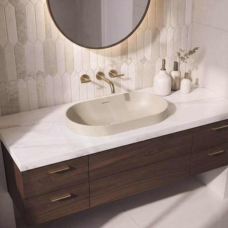 Fienza Aluca Oval Inset Basin Ceramic Slim Edge with Overflow 530x340x175mm - Colours Available