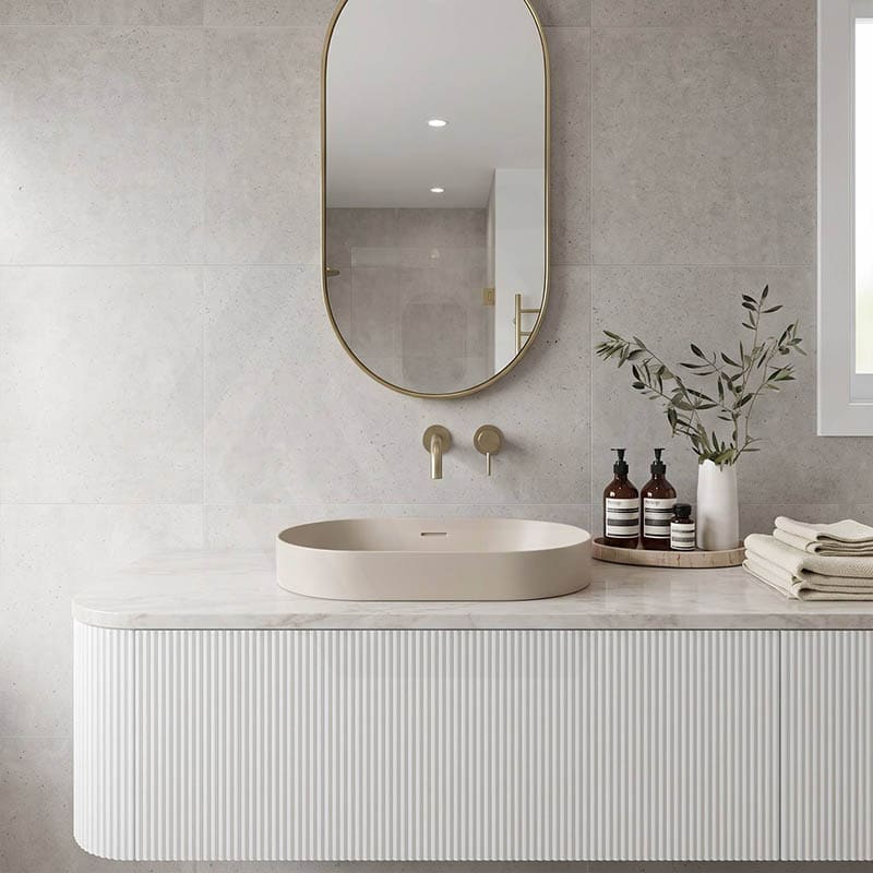 Fienza Aluca Oval Inset Basin Ceramic Slim Edge with Overflow 530x340x175mm - Colours Available