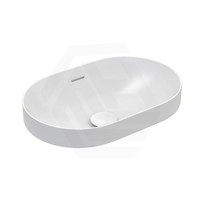 530x340x175mm Fienza Aluca Pill Semi-Inset Basin Ceramic Slim Edge Design Matt White