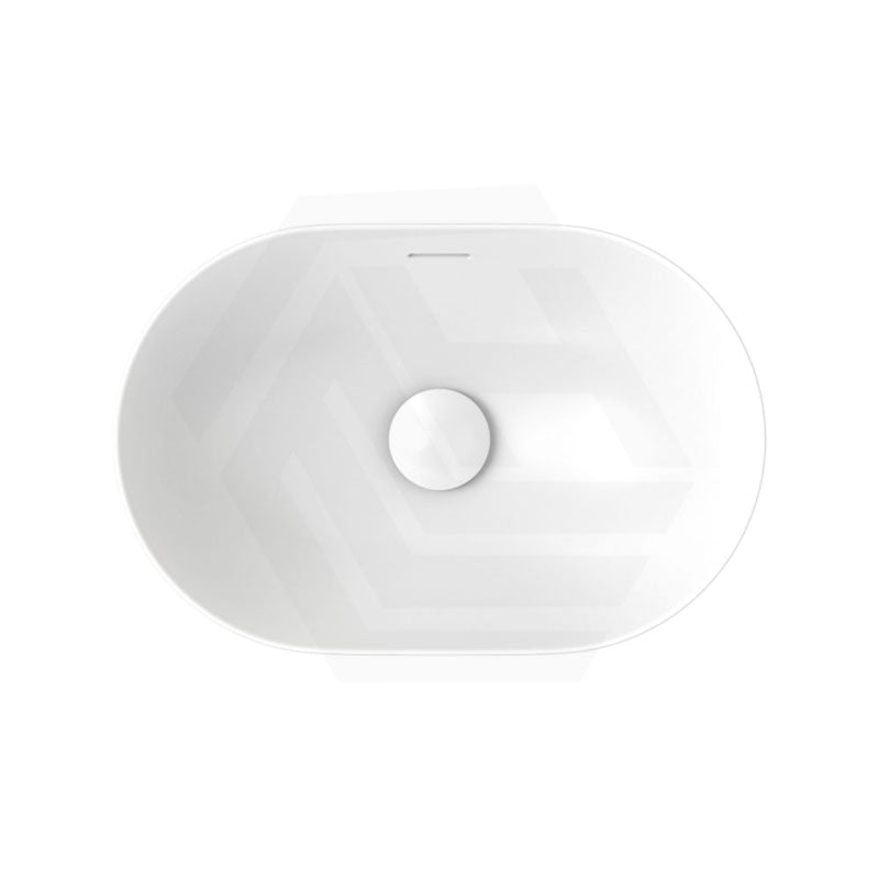 530x340x175mm Fienza Aluca Pill Semi-Inset Basin Ceramic Slim Edge Design Matt White