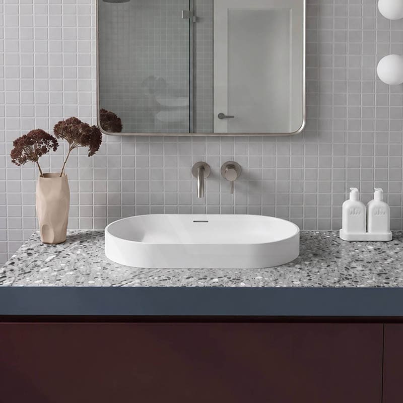 Fienza Aluca Oval Inset Basin Ceramic Slim Edge with Overflow 530x340x175mm - Colours Available