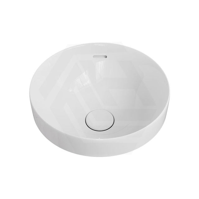 350x350x175mm Fienza Aluca Round Inset Basin Ceramic Slim Edge Design With Overflow Gloss White