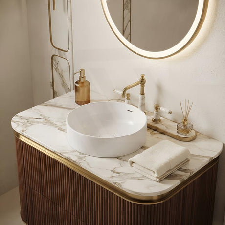 Fienza Aluca Round Inset Basin Ceramic Slim Edge With Overflow 350x350x175mm - Various Colour
