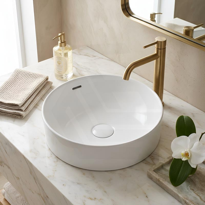 Fienza Aluca Round Inset Basin Ceramic Slim Edge With Overflow 350x350x175mm - Various Colour