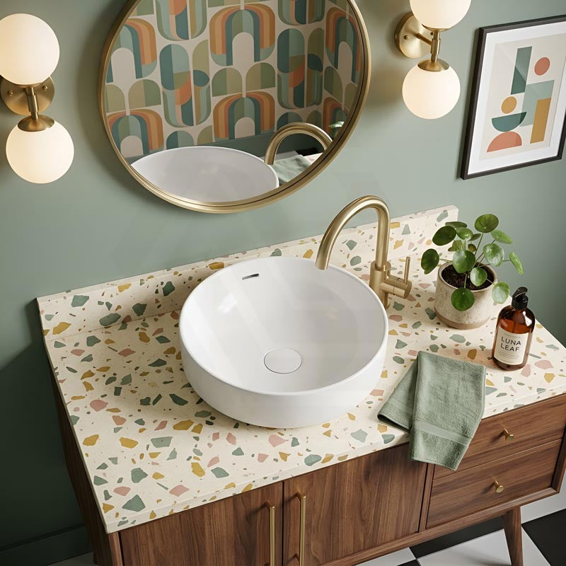 Fienza Aluca Round Inset Basin Ceramic Slim Edge With Overflow 350x350x175mm - Various Colour