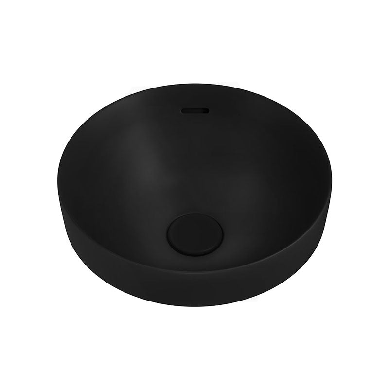 350x350x175mm Fienza Aluca Round Inset Basin Ceramic Slim Edge Design With Overflow Matt Black