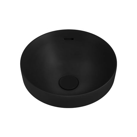 350x350x175mm Fienza Aluca Round Inset Basin Ceramic Slim Edge Design With Overflow Matt Black