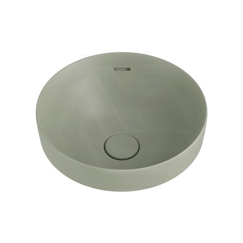 350x350x175mm Fienza Aluca Round Inset Basin Ceramic Slim Edge Design With Overflow Matt Olive