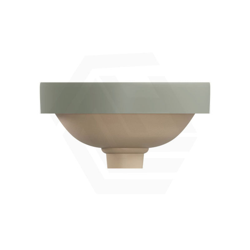 350x350x175mm Fienza Aluca Round Inset Basin Ceramic Slim Edge Design With Overflow Matt Olive