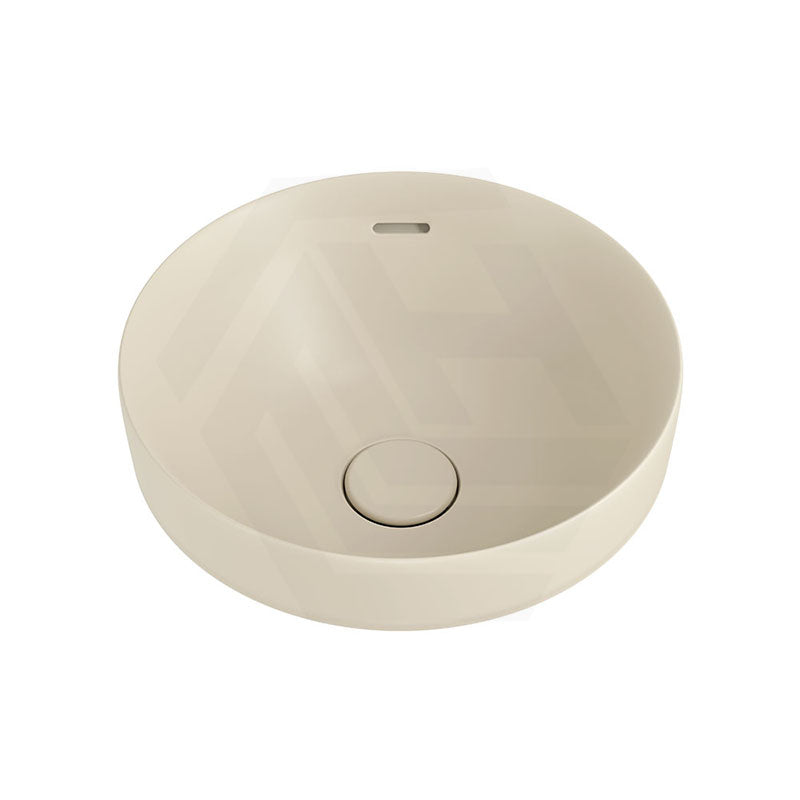 350x350x175mm Fienza Aluca Round Inset Basin Ceramic Slim Edge Design With Overflow Matt Khaki