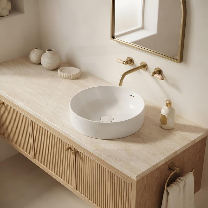 Fienza Aluca Round Inset Basin Ceramic Slim Edge With Overflow 350x350x175mm - Various Colour
