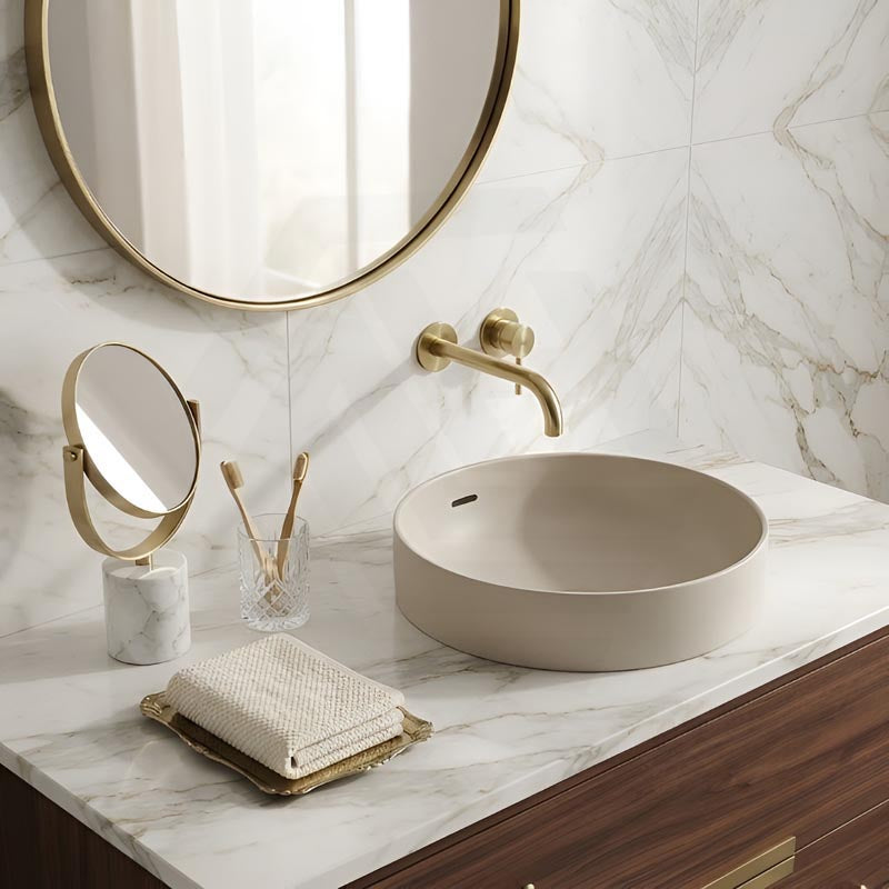 Fienza Aluca Round Inset Basin Ceramic Slim Edge With Overflow 350x350x175mm - Various Colour