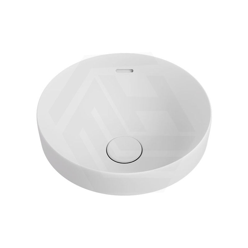350x350x175mm Fienza Aluca Round Inset Basin Ceramic Slim Edge Design With Overflow Matt White