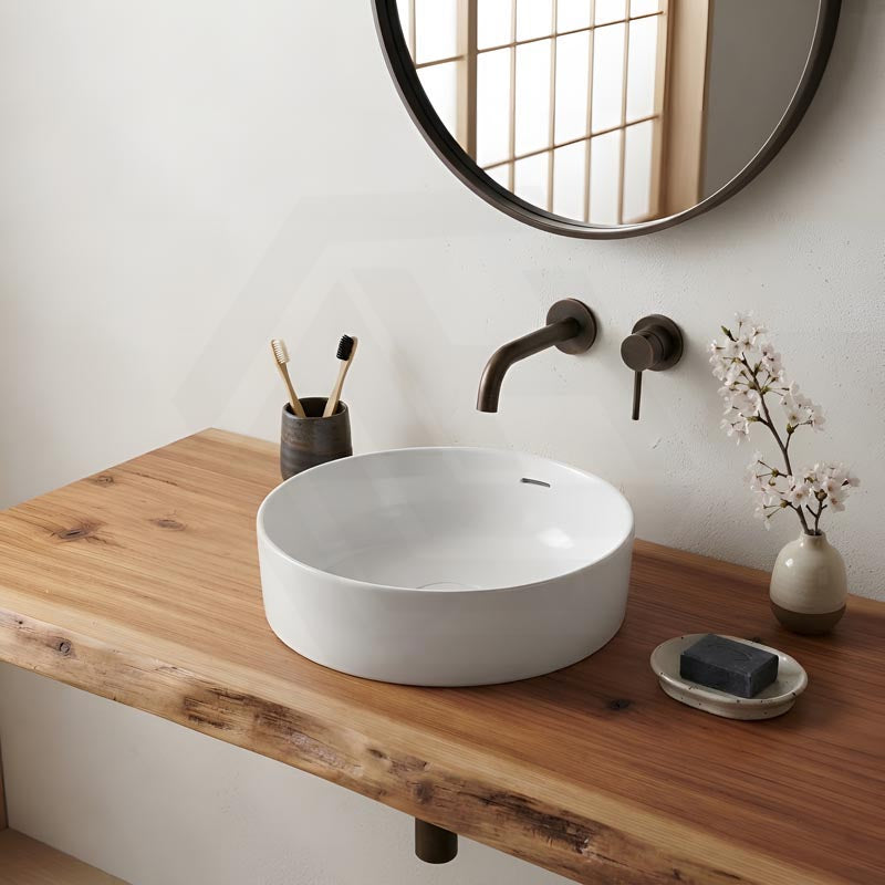 Fienza Aluca Round Inset Basin Ceramic Slim Edge With Overflow 350x350x175mm - Various Colour
