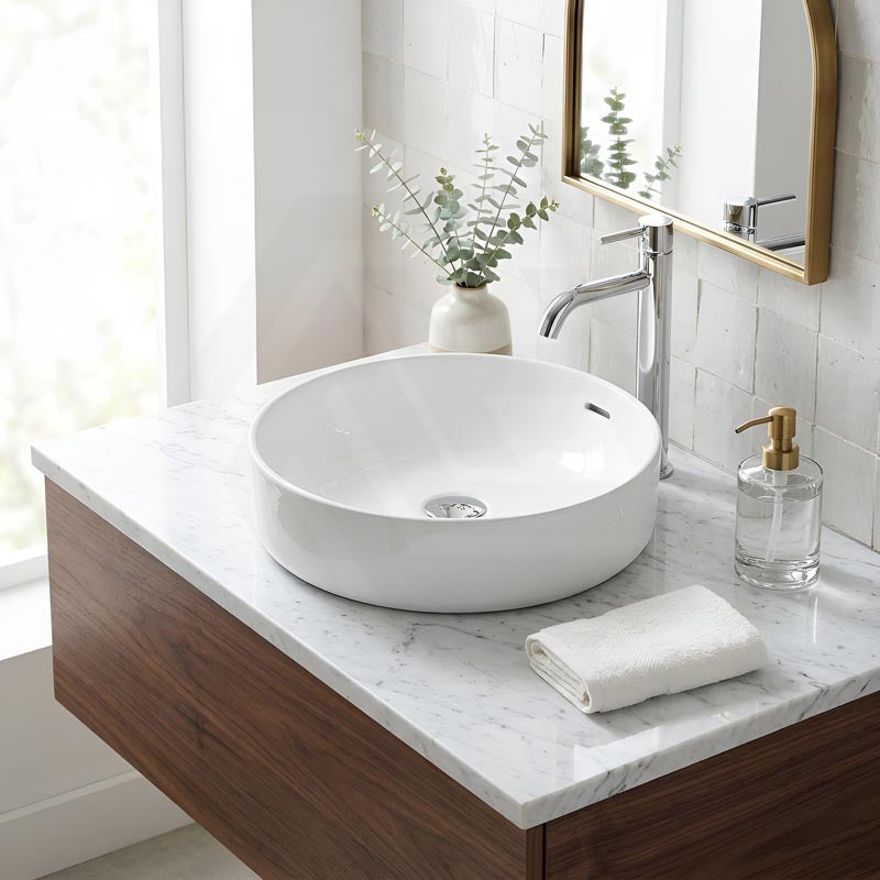 Fienza Aluca Round Inset Basin Ceramic Slim Edge With Overflow 350x350x175mm - Various Colour
