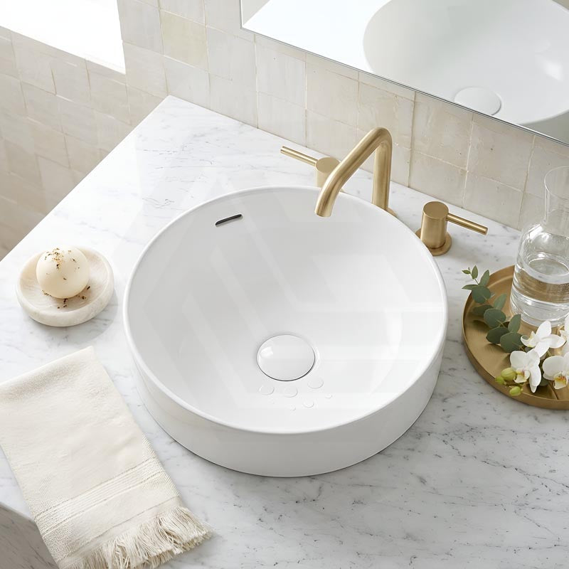 Fienza Aluca Round Inset Basin Ceramic Slim Edge With Overflow 350x350x175mm - Various Colour