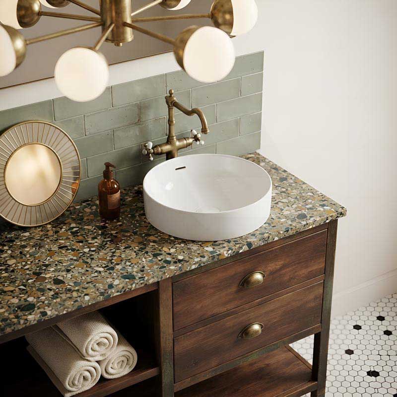 Fienza Aluca Round Inset Basin Ceramic Slim Edge With Overflow 350x350x175mm - Various Colour