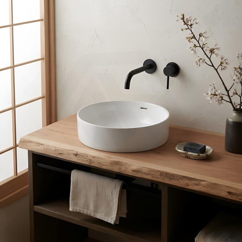 Fienza Aluca Round Inset Basin Ceramic Slim Edge With Overflow 350x350x175mm - Various Colour