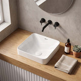 Fienza Aluca Square Ceramic Inset Basin Slim Edge with Overflow 345x345x175mm - Variant Colour