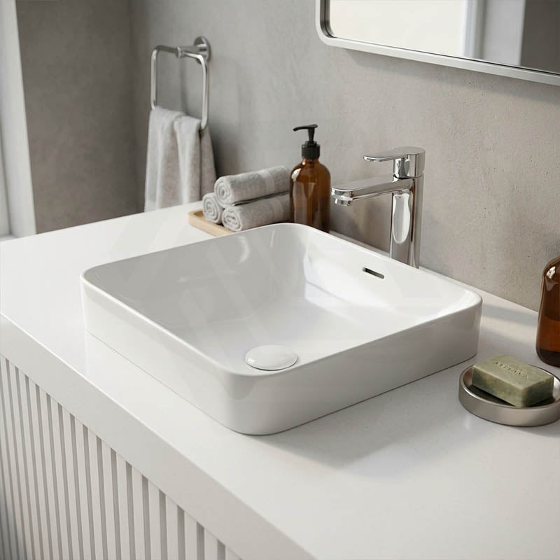 Fienza Aluca Square Ceramic Inset Basin Slim Edge with Overflow 345x345x175mm - Variant Colour