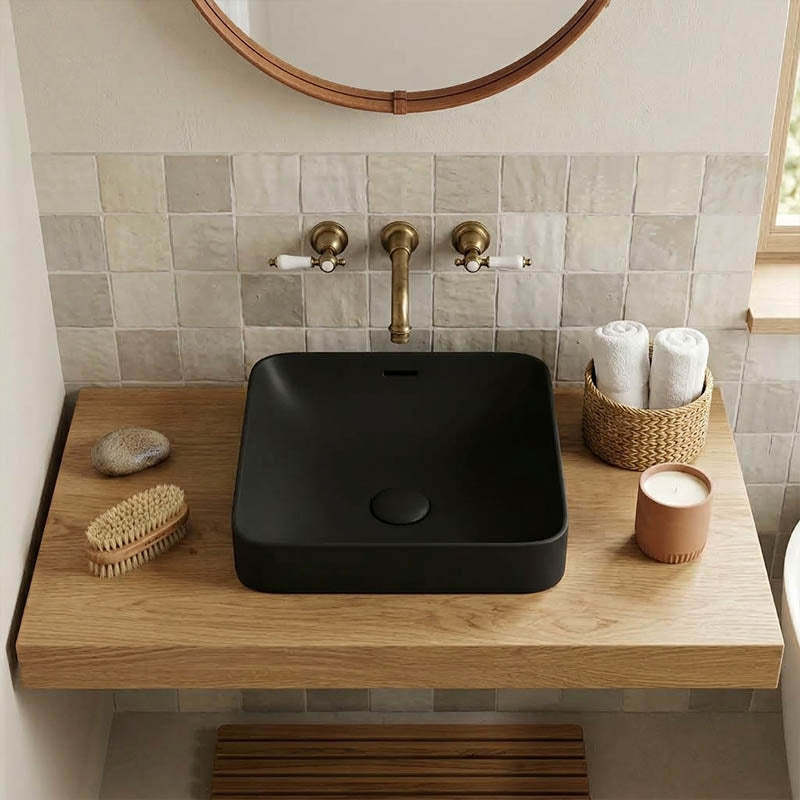 Fienza Aluca Square Ceramic Inset Basin Slim Edge with Overflow 345x345x175mm - Variant Colour