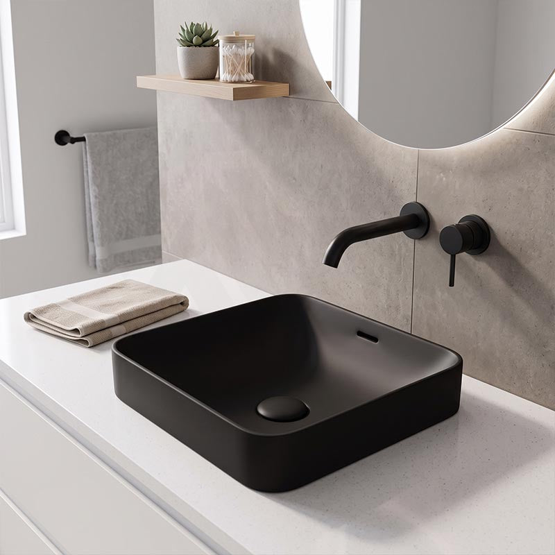 Fienza Aluca Square Ceramic Inset Basin Slim Edge with Overflow 345x345x175mm - Variant Colour