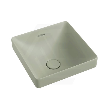 345x345x175mm Fienza Aluca Square Inset Basin Ceramic Slim Edge Design With Overflow Matt Olive