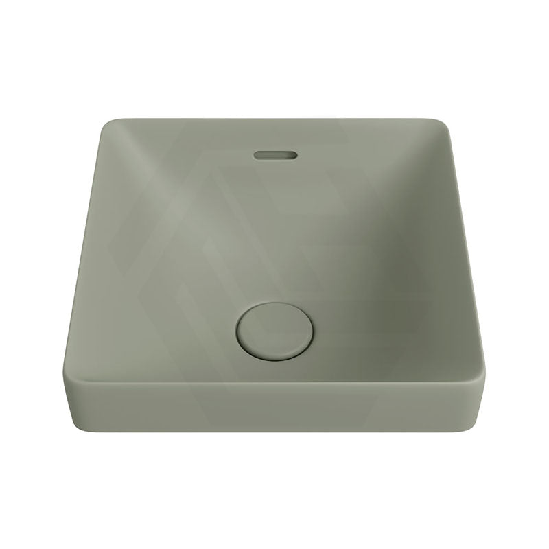 345x345x175mm Fienza Aluca Square Inset Basin Ceramic Slim Edge Design With Overflow Matt Olive
