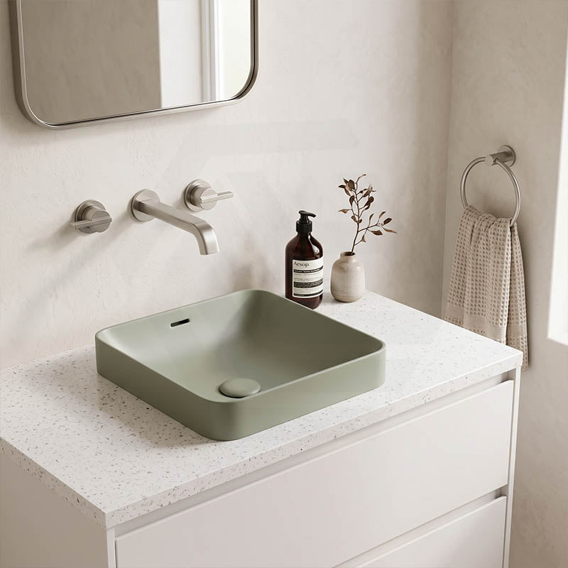 Fienza Aluca Square Ceramic Inset Basin Slim Edge with Overflow 345x345x175mm - Variant Colour
