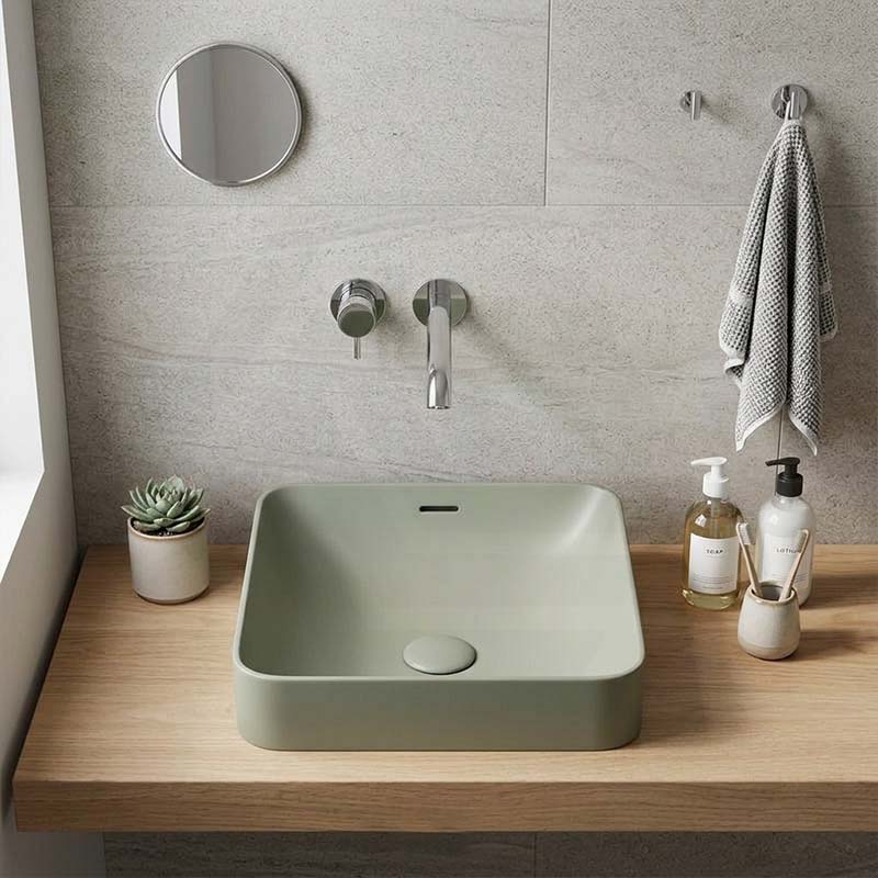 Fienza Aluca Square Ceramic Inset Basin Slim Edge with Overflow 345x345x175mm - Variant Colour
