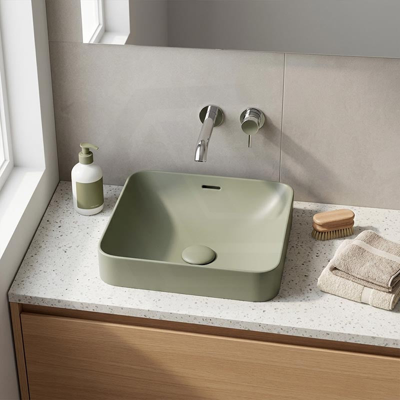 Fienza Aluca Square Ceramic Inset Basin Slim Edge with Overflow 345x345x175mm - Variant Colour