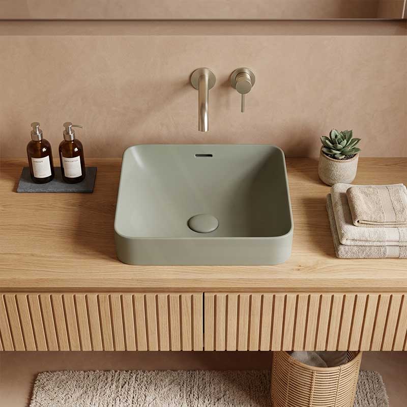 Fienza Aluca Square Ceramic Inset Basin Slim Edge with Overflow 345x345x175mm - Variant Colour