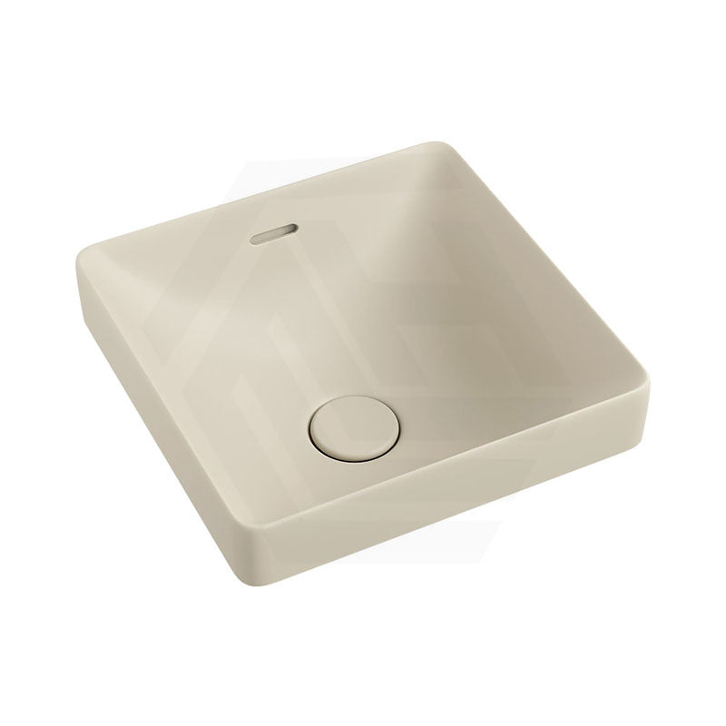 345x345x175mm Fienza Aluca Square Inset Basin Ceramic Slim Edge Design With Overflow Matt Khaki