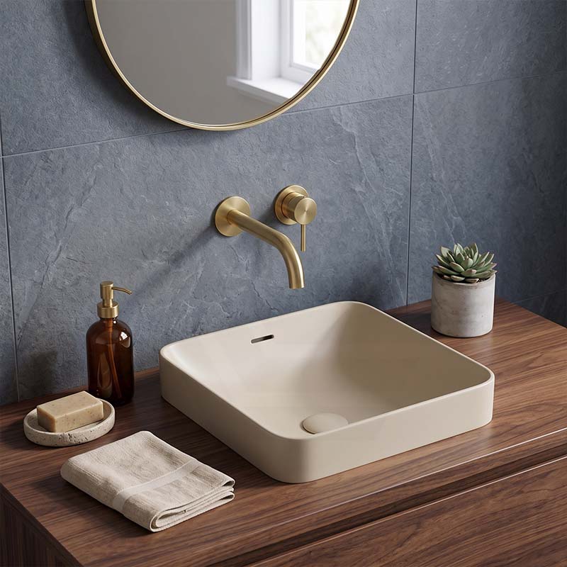 Fienza Aluca Square Ceramic Inset Basin Slim Edge with Overflow 345x345x175mm - Variant Colour