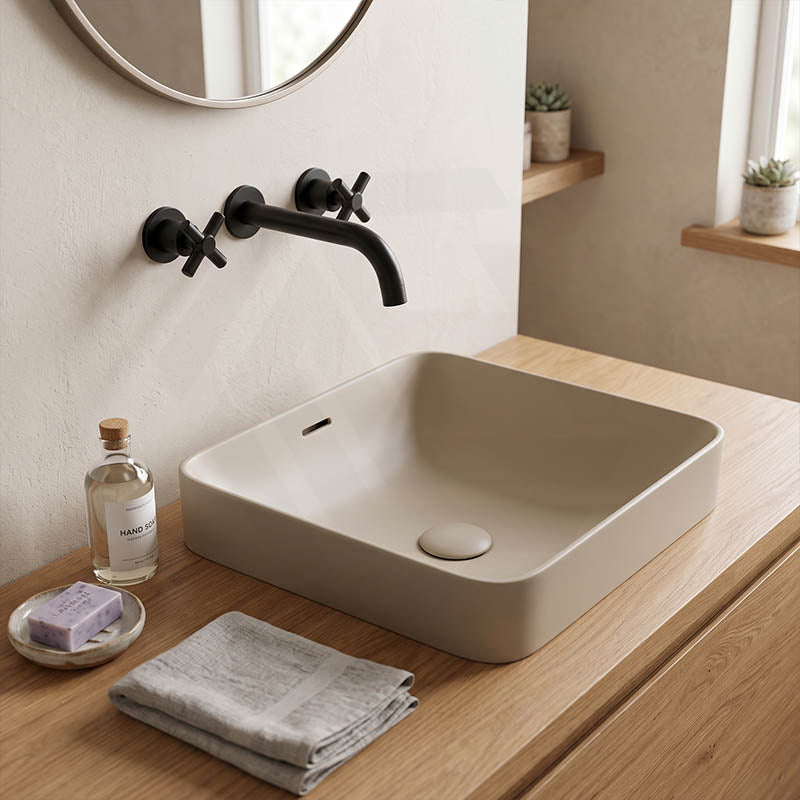 Fienza Aluca Square Ceramic Inset Basin Slim Edge with Overflow 345x345x175mm - Variant Colour