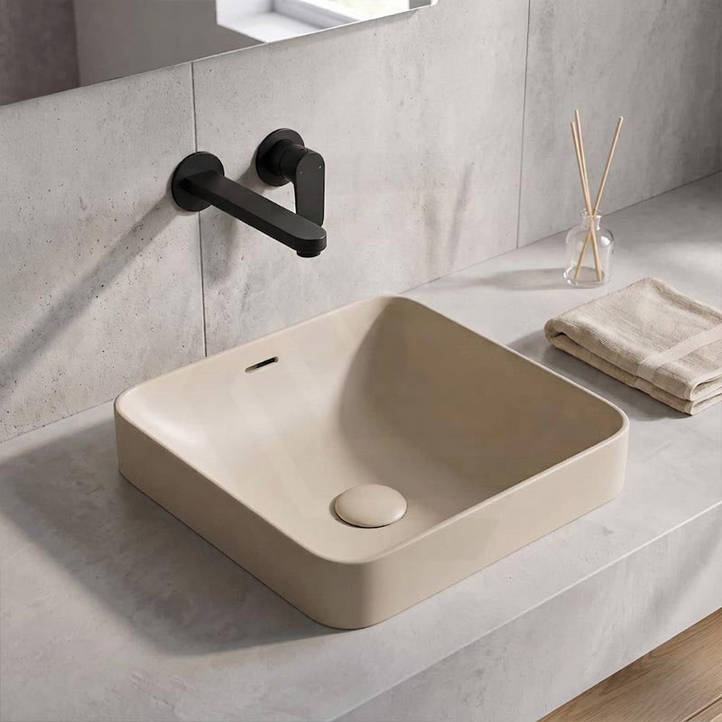 Fienza Aluca Square Ceramic Inset Basin Slim Edge with Overflow 345x345x175mm - Variant Colour