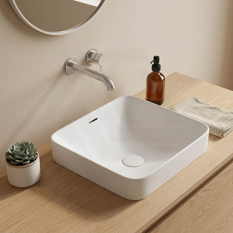 Fienza Aluca Square Ceramic Inset Basin Slim Edge with Overflow 345x345x175mm - Variant Colour