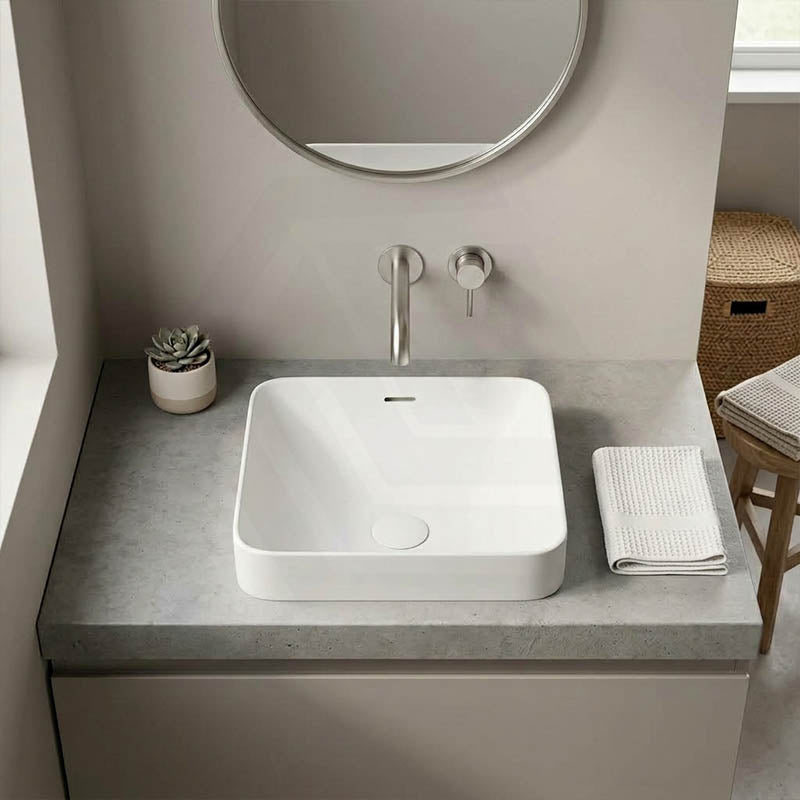 Fienza Aluca Square Ceramic Inset Basin Slim Edge with Overflow 345x345x175mm - Variant Colour
