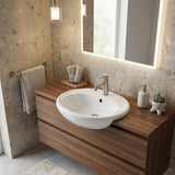Fienza Micki Oval Semi Recessed Ceramic Basin One Tap Hole 515x430x175mm - Gloss White