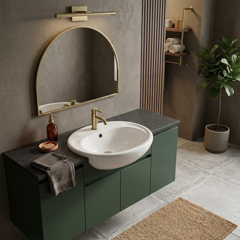 Fienza Micki Oval Semi Recessed Ceramic Basin One Tap Hole 515x430x175mm - Gloss White