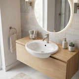 Fienza Micki Oval Semi Recessed Ceramic Basin One Tap Hole 515x430x175mm - Gloss White