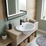 Fienza Micki Oval Semi Recessed Ceramic Basin One Tap Hole 515x430x175mm - Gloss White