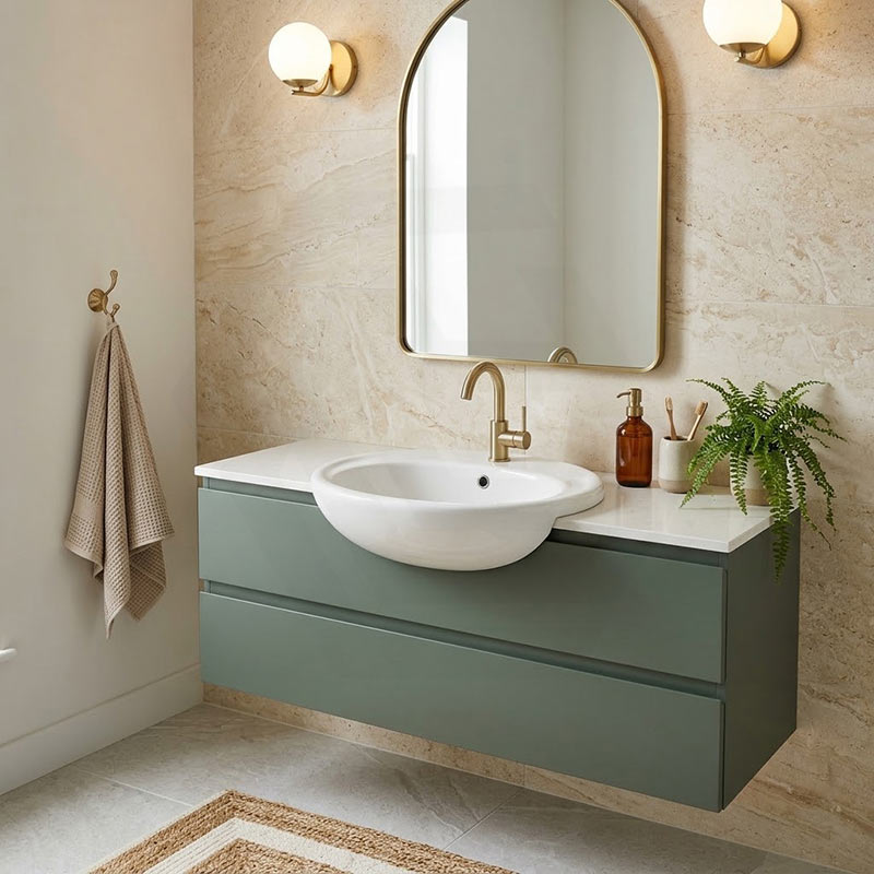 Fienza Micki Oval Semi Recessed Ceramic Basin One Tap Hole 515x430x175mm - Gloss White