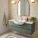 Fienza Micki Oval Semi Recessed Ceramic Basin One Tap Hole 515x430x175mm - Gloss White